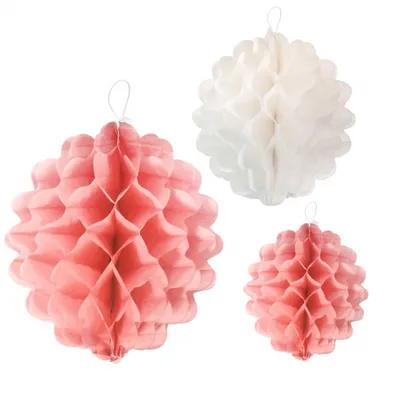 Rozeta dekoracyjna PB&C 3 kule, różowy miks (15 cm, 22 cm, 29 cm) /GoDan