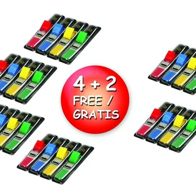 Zestaw Promocyjny Zakładek Post-It (683-4) Pp 12X43Mm 4+2X35 Kart. Mix Kolorów 2 Gratis