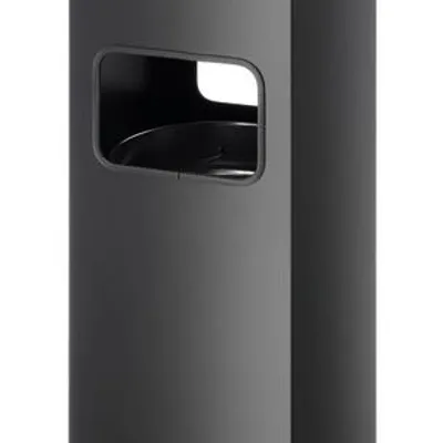 Kosz Na Śmieci Metalowy Kwadratowy 17 Litrowy z Popielnicą Czarny /Durable 333101