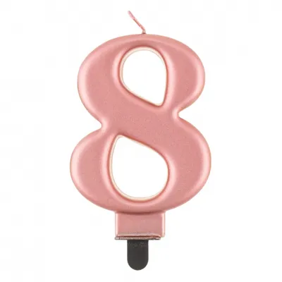 Świeczka B&C cyferka 8, metalik różowo-złota, 8,0 cm /GoDan