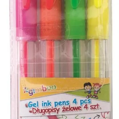 Długopis Żelowy Gimboo Fluo 08mm 4 Szt. Zawieszka Mix Kolorów