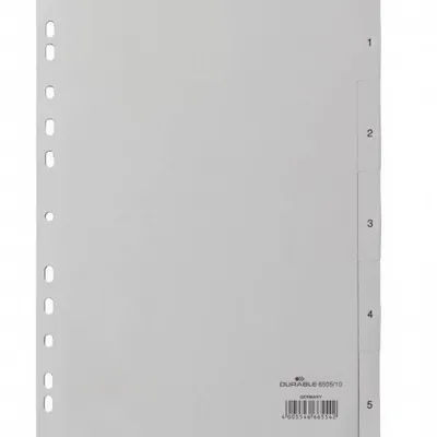 Przekładki do Segregatorów 1-5 PP A4 Szare /Durable 650510