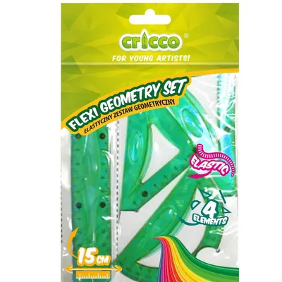 Zestaw Geometryczny z Linijką 15 cm Flexi Mix / Cricco
