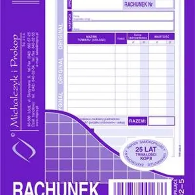 Rachunek Dla Zwol. z VAT A6 Oryg.+1k Pion 232-5 /MiP