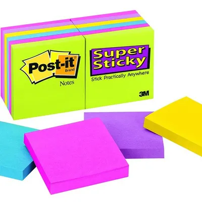 Bloczek Samoprzylepny Post-It Super Sticky (654 -12Ssuc) 76X76Mm 1X90 Kart. Neonowe