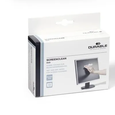 Saszetki Do Czyszczenia Ekranu Screenclean Duo 10x2szt. Ściereczki Suche i Mokre Białe /Durable 572102
