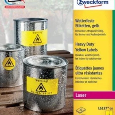 Etykiety Samoprzylepne Heavy Duty Avery 99,1x139 4/A4 A'20 Żółte No.L6127-20