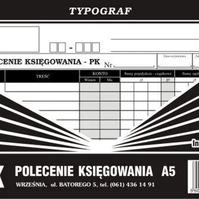 Polecenie Księgowania PK A5 Wielokop. Poziom 01050 /Typograf