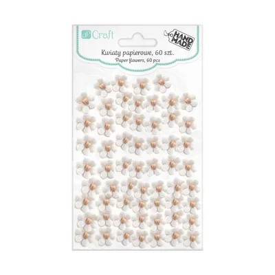 Kwiaty Papierowe 1cm 60szt. Białe / DpCraft