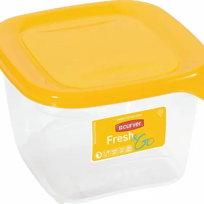 Pojemnik Na Żywność Kwadratowy Fresh&Go 0,45L Żółty Transparentny / Curver 182243
