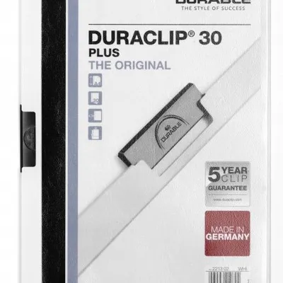 Skoroszyt z Klipem A4 PVC Duraclip Plus 30 Kartek Biały /Durable 221302