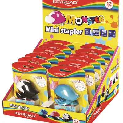 Zszywacz Keyroad Mini+Zszywki Zszywa Do 20 Kartek Pakowane Na Displayu Mix Kolorów
