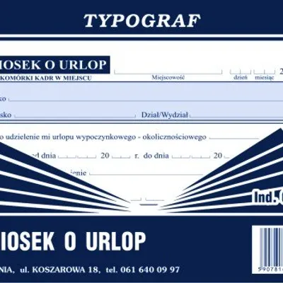 Wniosek o Urlop A6 Offset 02030 /Typograf