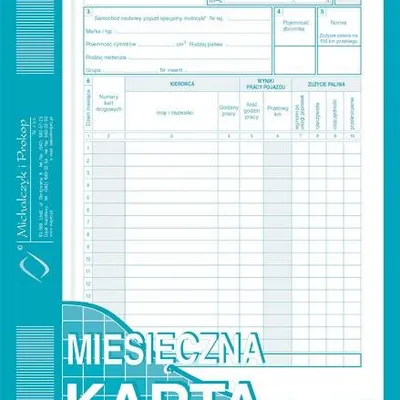 Miesięczna Karta Eksploatacyjna Sm/113 A5 Offset 803-3 /MiP