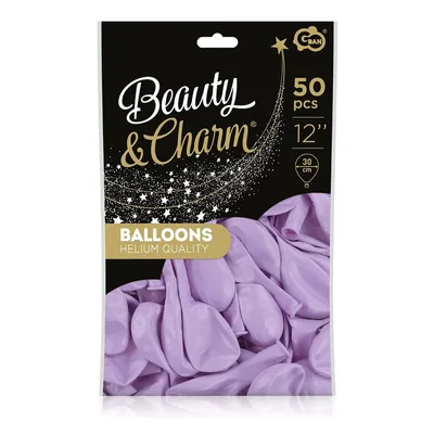 Balony Beauty&Charm, makaronowe lawendowe 12"/ 50 szt. /GoDan
