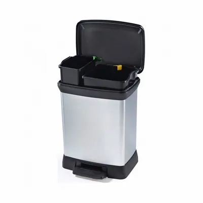 Kosz Na Śmieci Z Pedałem Deco Bin 10L + 18L IML Metalizowany / Curver 203291