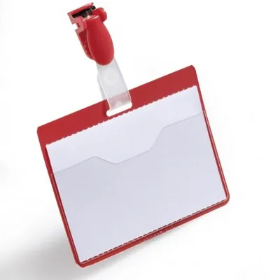 Identyfikator z Klipem PVC 60x90mm 25szt. Czerwony /Durable 810603
