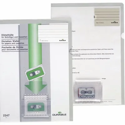 Obwoluta z Kieszenią na Kasetę do Dyktafonu L A4 Beżowo-Przezroczysta /Durable 234716