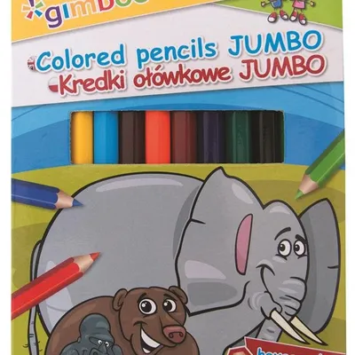 Kredki Ołówkowe Gimboo Jumbo Sześciokątne 12Szt. Mix Kolorów