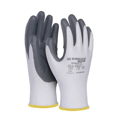 Rękawice Donau Safety Nitrile 01 Kat. II Rozm. 8 Szare /DONAU SAFETY