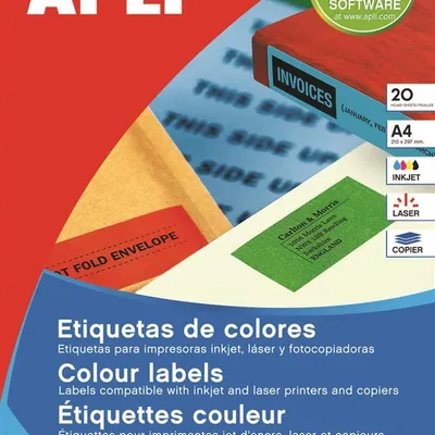 Etykiety Kolorowe Apli 210X297mm Prostokątne Niebieskie 20 Ark.
