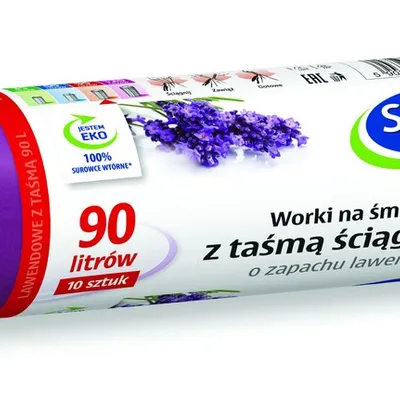 Worki Na Śmieci LDPE 90L A'10 z Taśmą Ściągającą Lawendowe /Stella