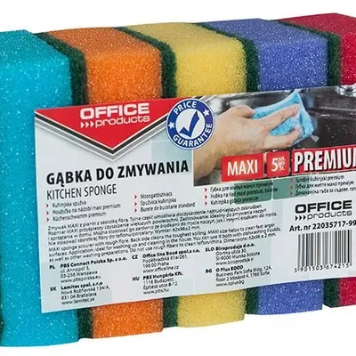 Gąbka Do Zmywania Office Products Maxi Premium 5Szt. Mix Kolorów