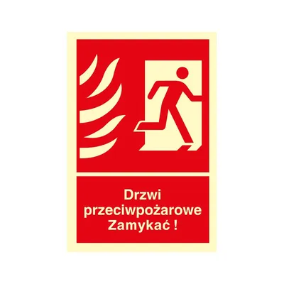 Znak TDC Drzwi Przeciwpożarowe. Zamykać! Kierunek Drogi Ewakuacyjnej W Prawo /TDC