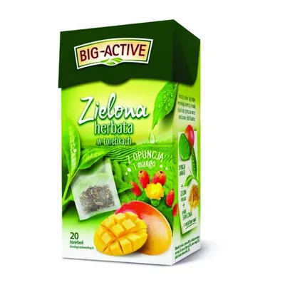 Herbata Big Active Zielona Z Opucją I Mango 20 Torebek