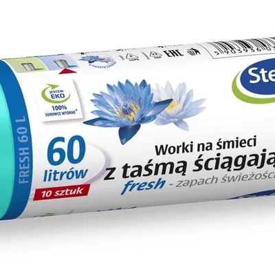 Worki na śmieci z taśmą FRESH świeży zapach 60L 10szt / Stella