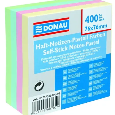 Bloczek Samoprzylepny 76x76 400k 4kol. Pastelowy /Donau