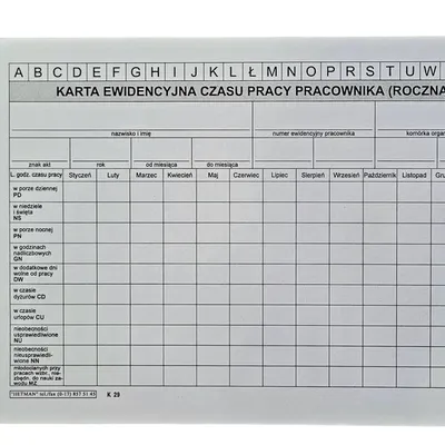Karta Ewidencji Czasu Pracy A5 /Hetman