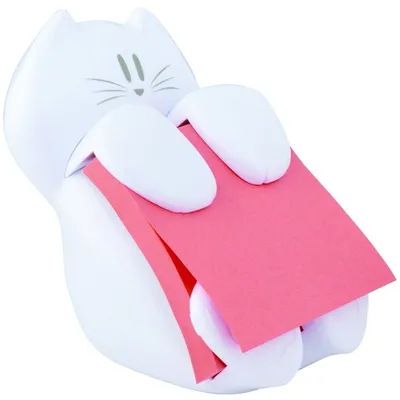 Podajnik Do Bloczków Samoprzylepnych Post-It Kotek (Cat-330) Biały W Zestawie 1 Bloczek Super Sticky Z-Notes
