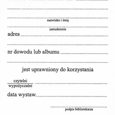 Karta Biblioteczna A7 A'100 B191/Typograf