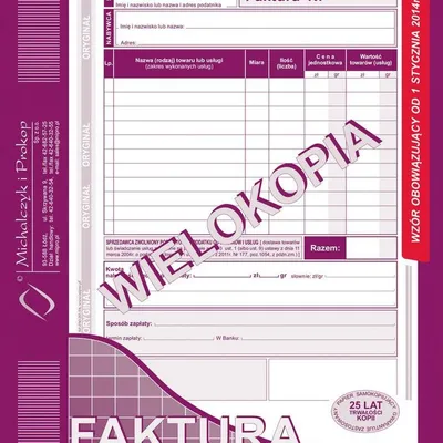 Faktura dla Zwolnionych z VAT A5 Wielok. Pion 201-3E /MiP