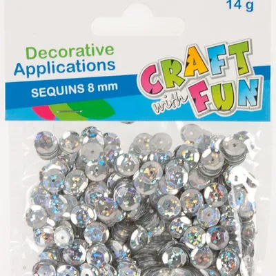 Cekiny metaliczne okrągłe 8 mm srebrne /Craft With Fun 290857