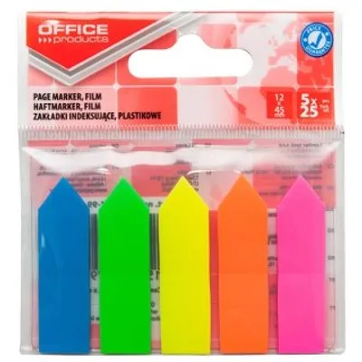 Zakładki Indeks. PP 12x45/25k 5kol. Neon Strzałki /Office Products