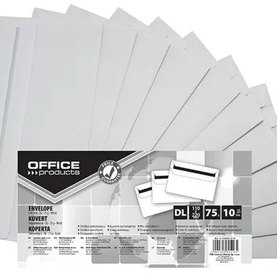 Koperty Samoklejące Office Products Sk Dl 110X220mm 75Gsm 10Szt. Białe