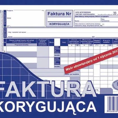 Faktura Korygująca A5 Oryg.+1k Poziom 107-3E /MiP