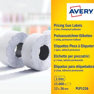 Etykiety Cenowe w Rolce do Metkownicy Jednorzędowej Avery 26x12 10/Rol. A'1500 Białe No.PLP1226