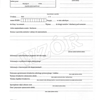 Arkusz Ocen dla Uczniów Liceum (MEN-I/42/2) /Typograf