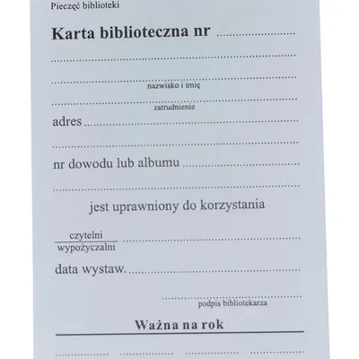 Karta Biblioteczna (PU-B-191) 50szt. /W-X
