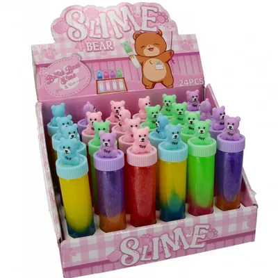 Masa Slime Brokat Tęczowa Figurka Miś (szt.)