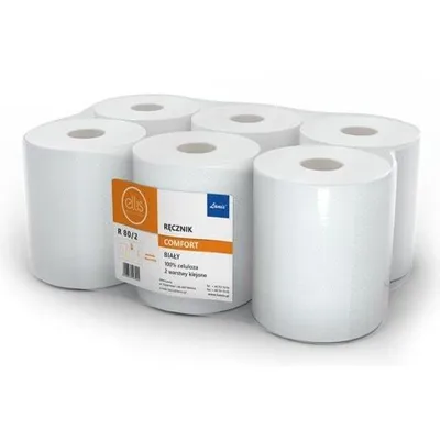 Ręcznik Ellis Comfort R80/2 (Celuloza) 2-warstw. [3025] Biały 6szt.