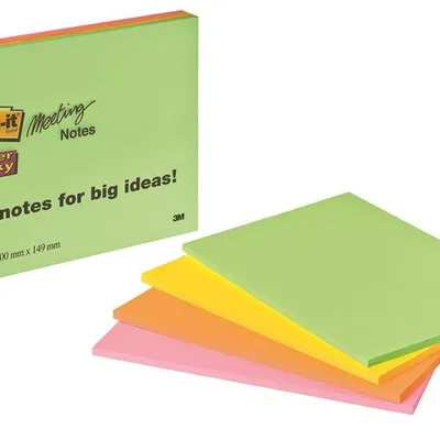 Bloczek Samoprzylepny Post-It Super Sticky (6845-Ssp) 200X149Mm 4X45 Kart. Mix Kolorów