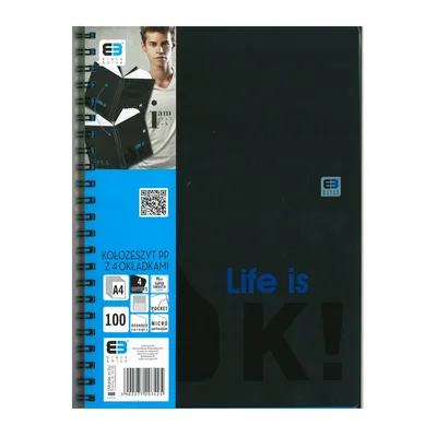 Kołozeszyt A4 100K Kr/Li Pp 4xOkładka Black&Blue Interdruk