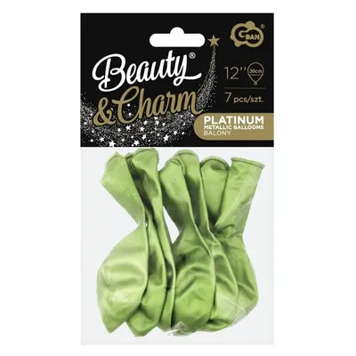 Balony Beauty&Charm, platynowe oliwkowe 12"/ 7 szt. /GoDan