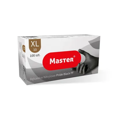 Rękawice Nitrylowe Bezpudrowe Czarne XL 100szt. / Master