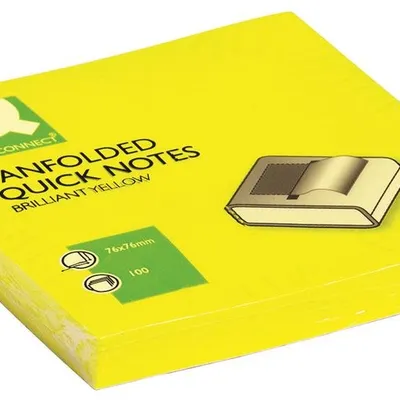 Bloczek Samoprzylepny Q-Connect Brilliant Z-Notes 76X76mm 100 Kart. Jasnożółty