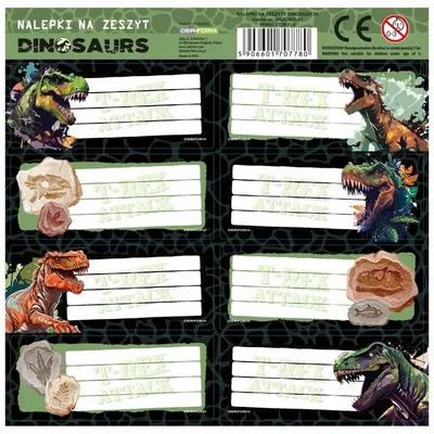 Naklejki Na Zeszyt Dinozaur A'25 /Derform